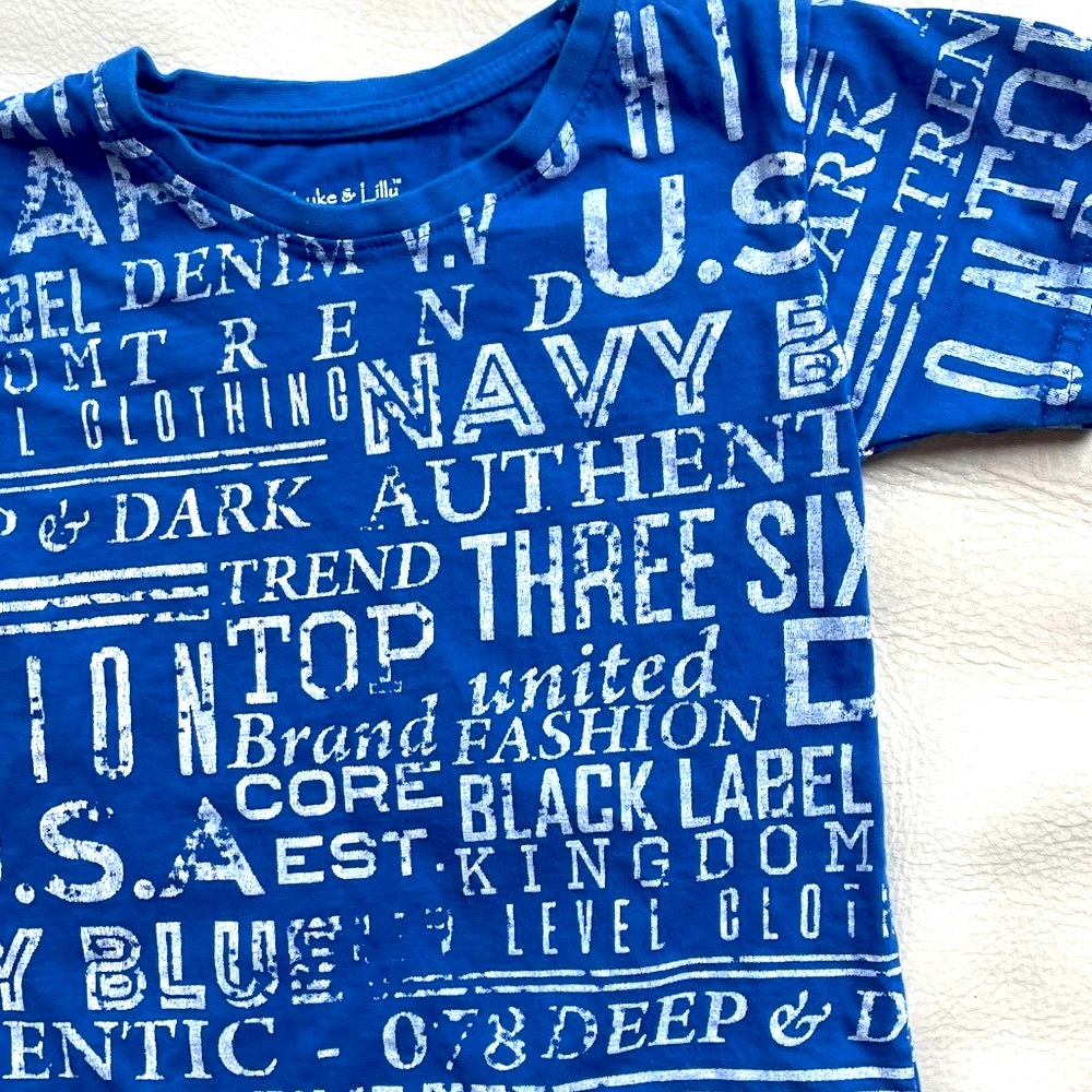 7/$21💥Luke & Lilly Graphic T-Shirt, Bright Marine Blue, Word Art Print